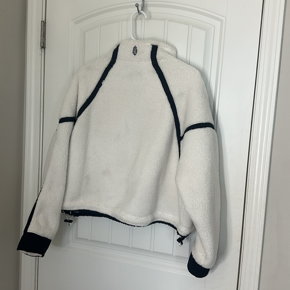 FP Movement by Free People Cream Sherpa Pullover with Black Trim - Picture 2 of 3